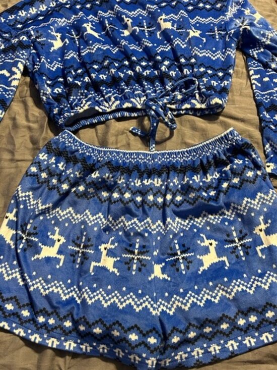 Blue Reindeer Pattern Pajamas - Picture 1 of 2